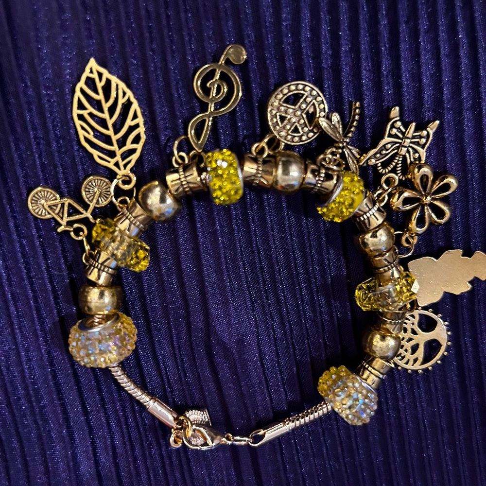 Gold and Yellow Charm Bracelet
